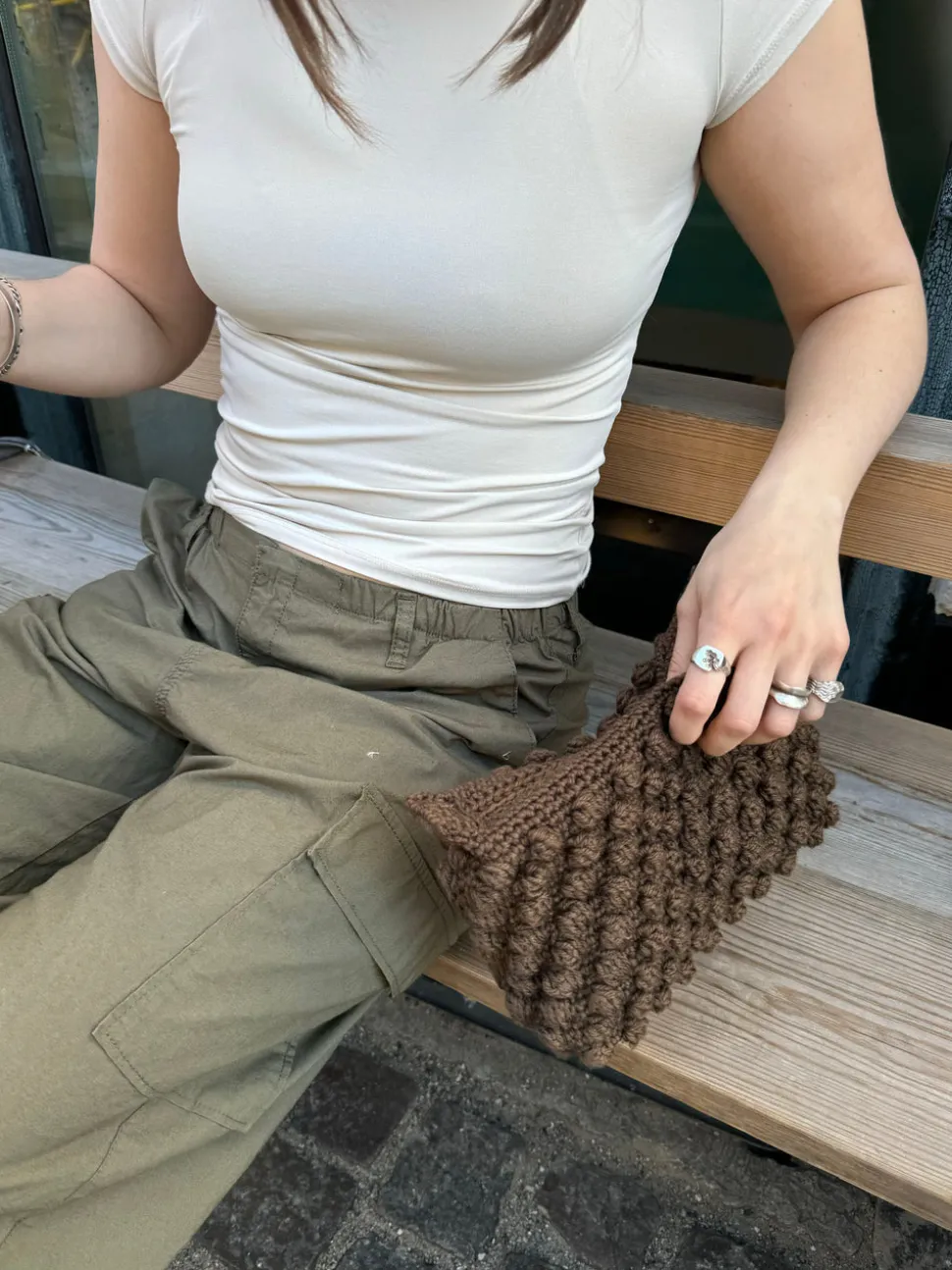 Hæklet clutch - Brun