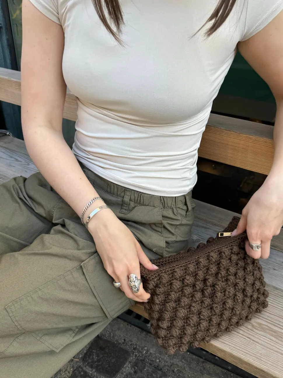 Hæklet clutch - Brun
