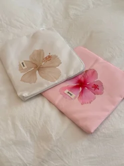 Honey computer sleeve - Hvid med beige blomst