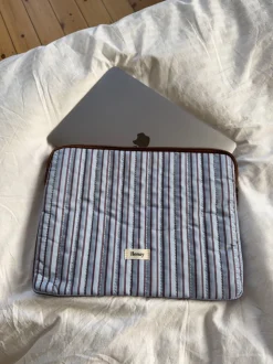 Honey computer sleeve med striber - Blå/brun