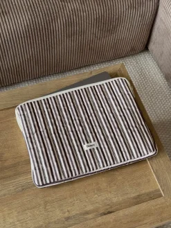 Honey computersleeve med striber - Beige/brun