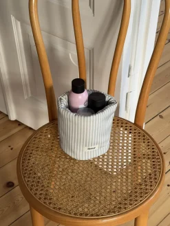 Honey lille opbevaring med striber -Hvid/grøn