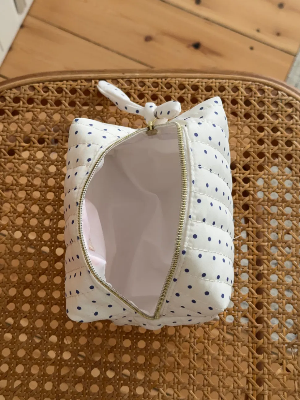 Honey lille toilettaske med prikker - Hvid/navy