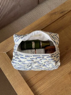 Honey lille toilettaske med fiskemønster - Hvid/blå