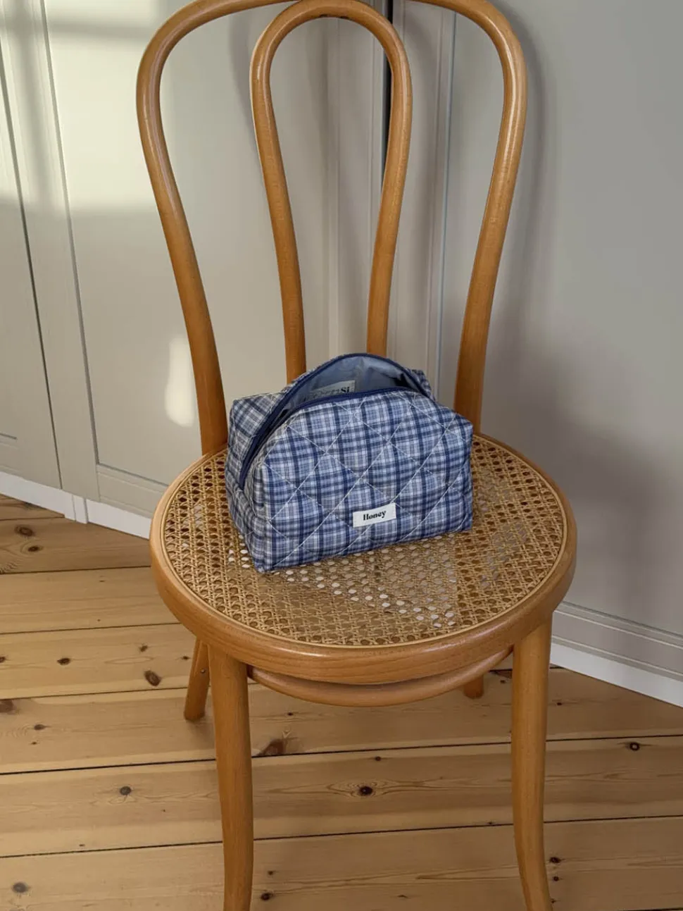 Honey lille toilettaske med tern - Blå