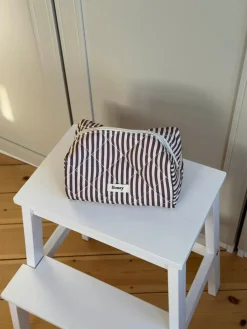 Honey lille toilettaske med striber - Beige/brun