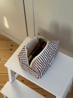 Honey lille toilettaske med striber - Beige/brun