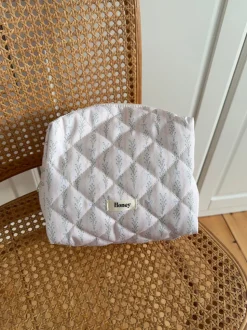 Honey stor toilettaske med mønster - Off white