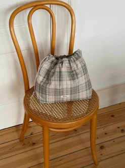 Honey toilettaske med tern - Beige/grøn