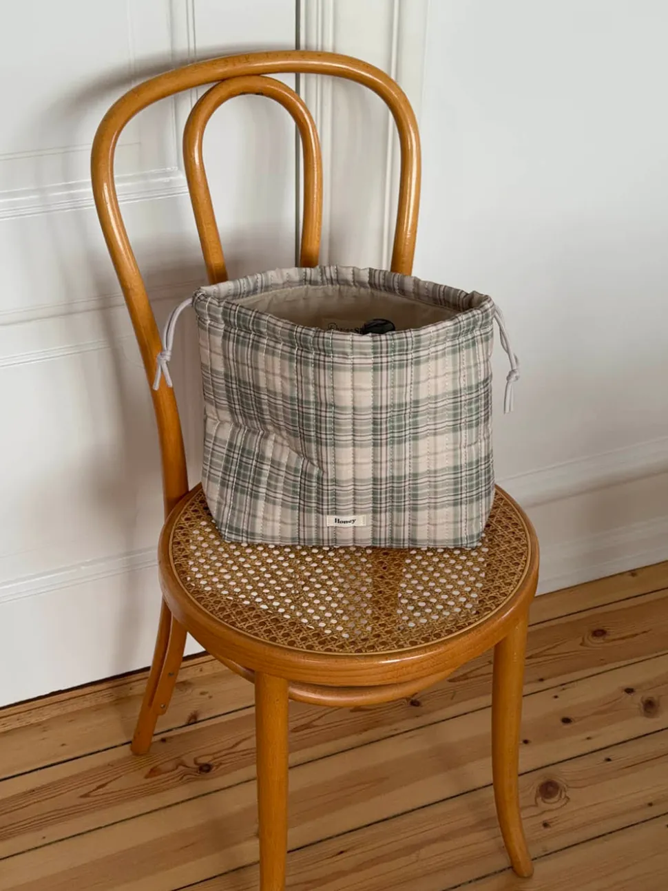 Honey toilettaske med tern - Beige/grøn