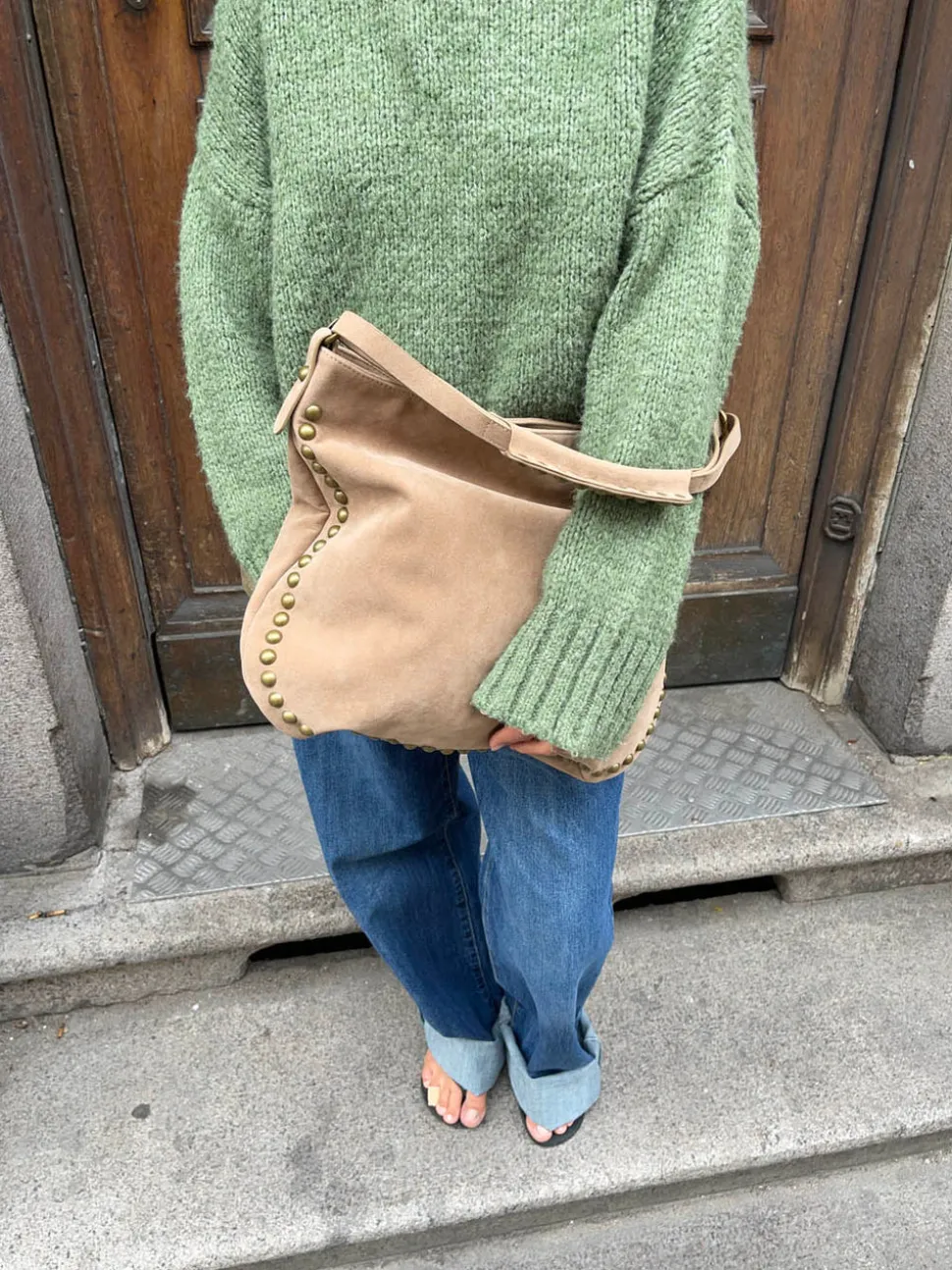 Ibi taske med nitter - Beige