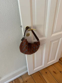Indiana håndtaske i ruskind - Brun/blå