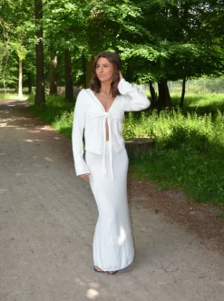 Ines maxinederdel i strik - Hvid