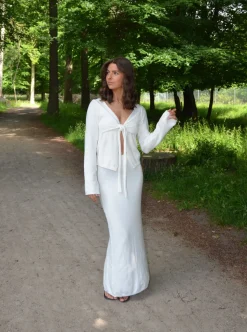 Ines maxinederdel i strik - Hvid