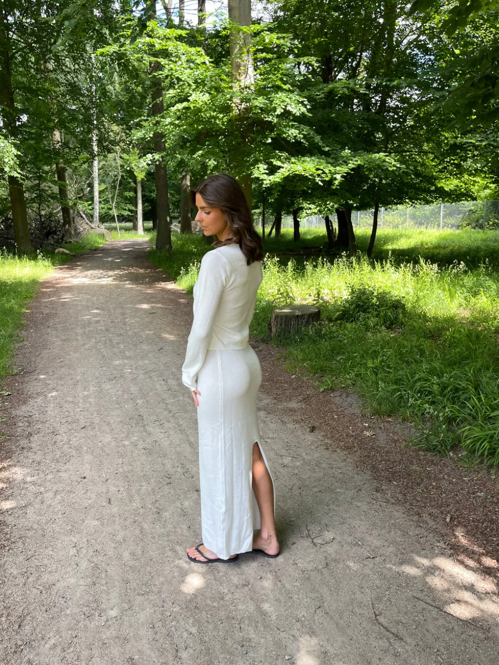 Ines maxinederdel i strik - Hvid