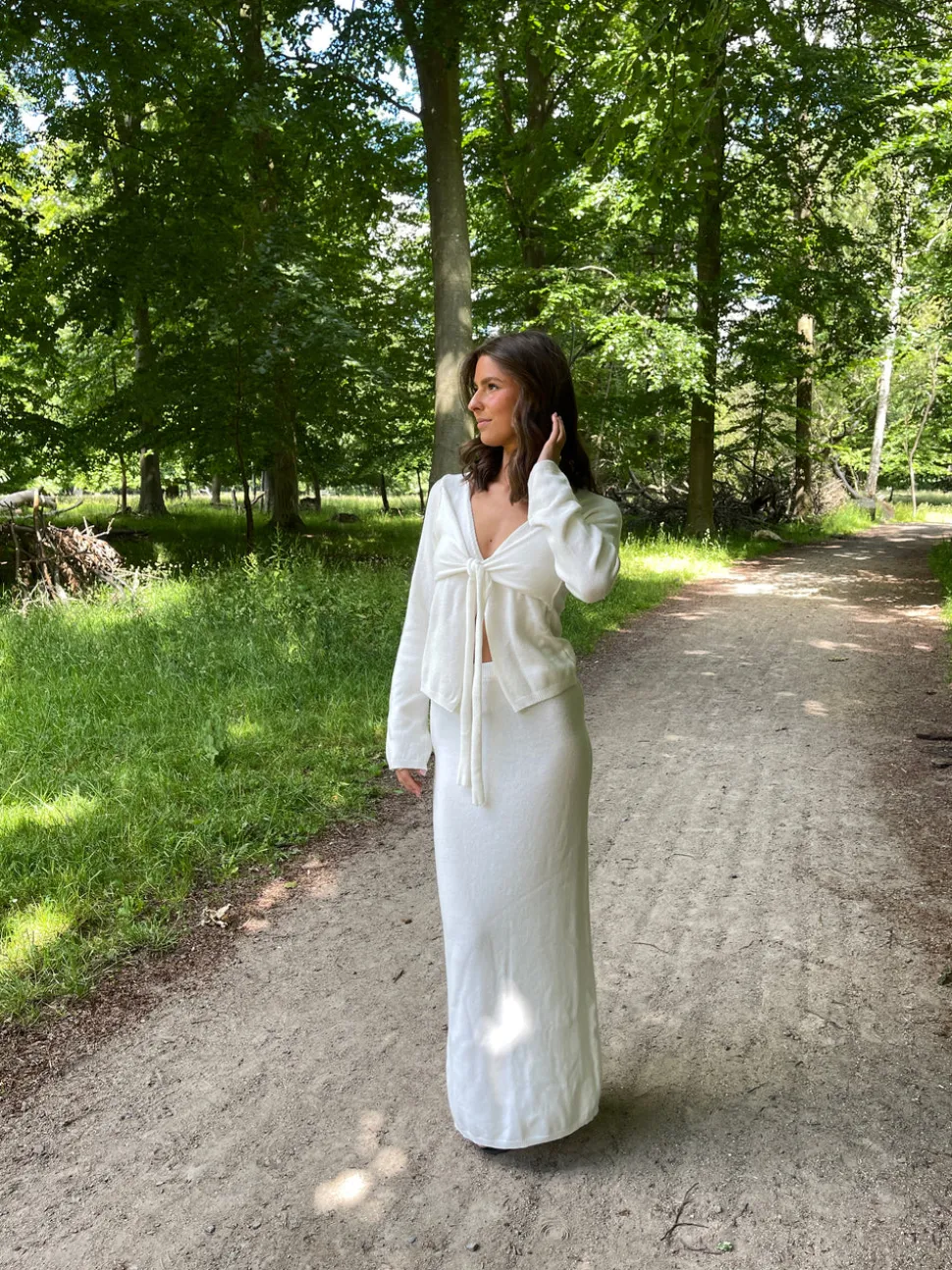 Ines maxinederdel i strik - Hvid