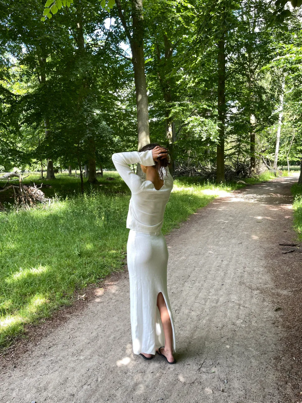 Ines maxinederdel i strik - Hvid