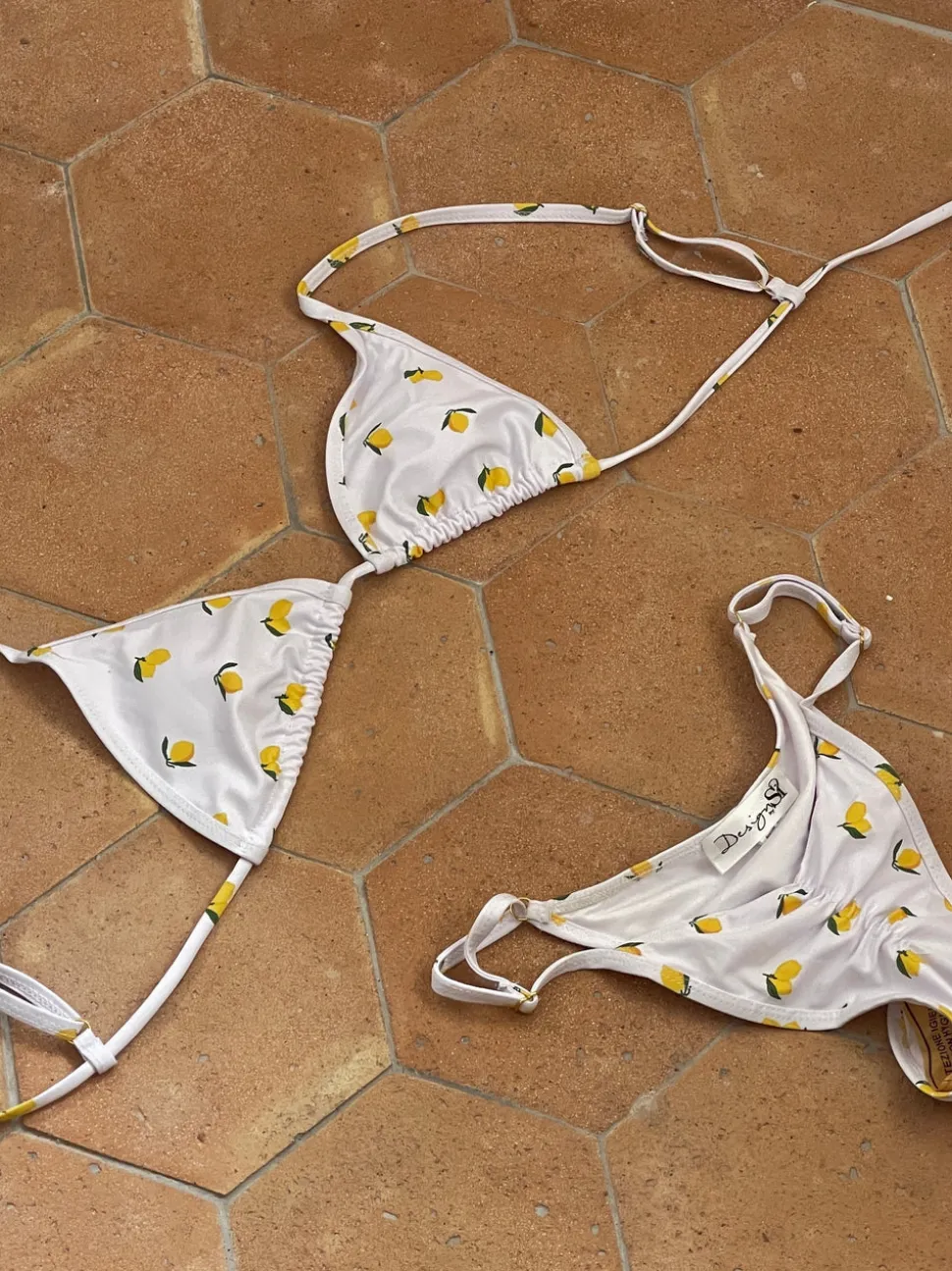 Inessa bikini med citroner - Hvid/gul