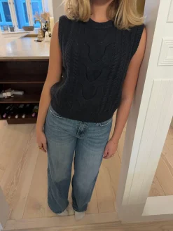 Irene vest med kabelstrik - Navy