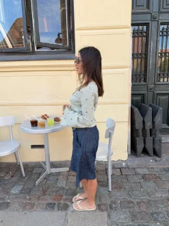 Isabeau bluse med bindedetalje - Kaki