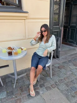 Isabeau bluse med bindedetalje - Kaki