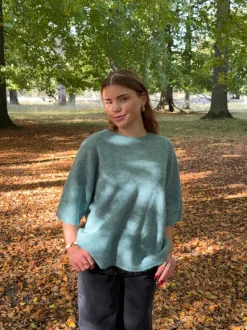 Isabell trekvartærmet striktrøje - Blå-grøn