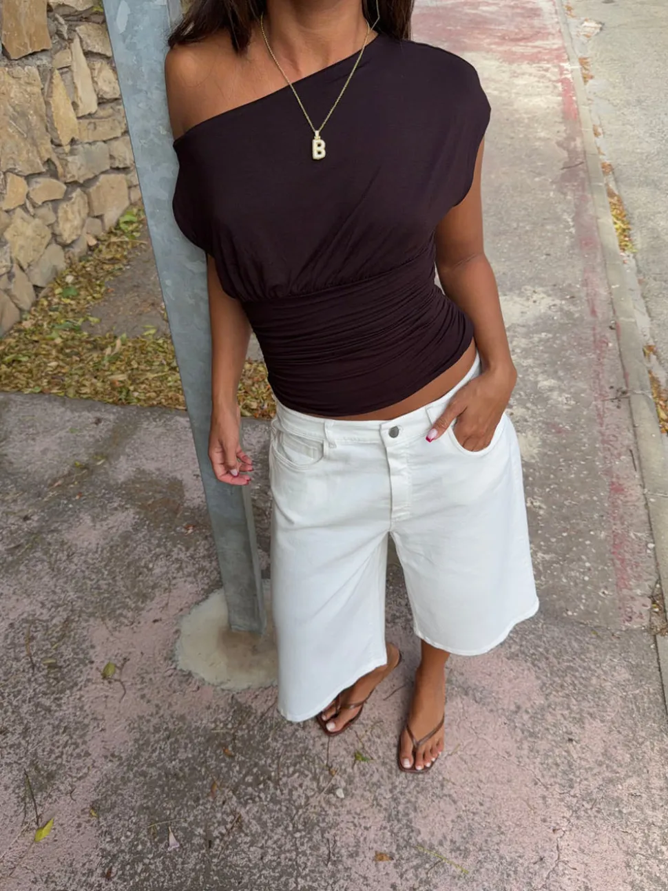 Islabella figursyet top - Brun
