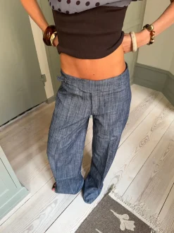 Izabelle bukser med bælte - Blå