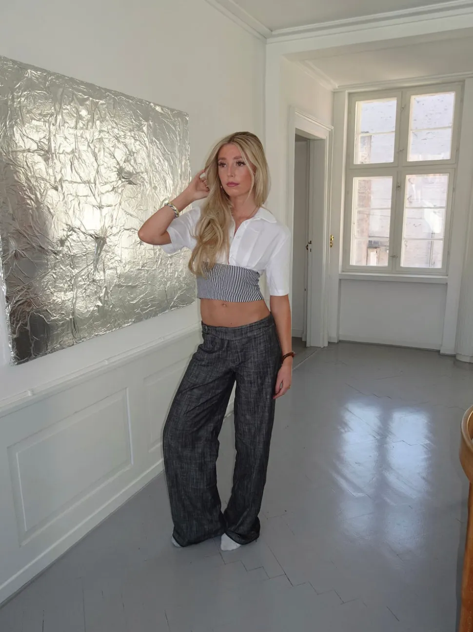 Izabelle bukser med bælte - Grå