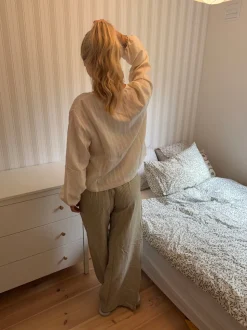 Jasmin bukser med striber - Grøn/hvid