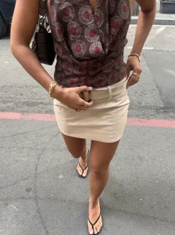 Jenny mininederdel med bælte - Beige