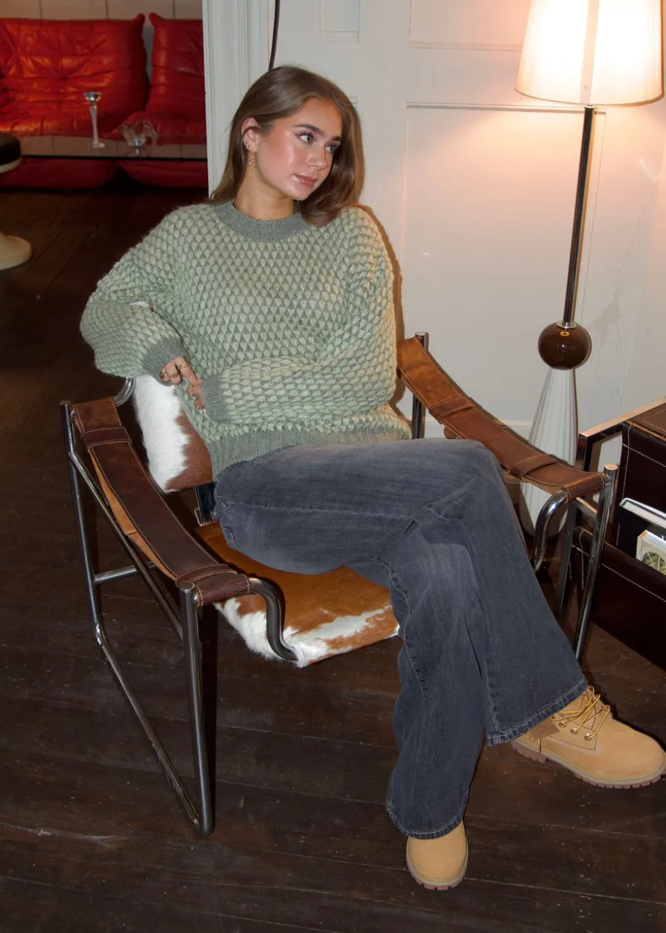 Jensine striktrøje - Grøn