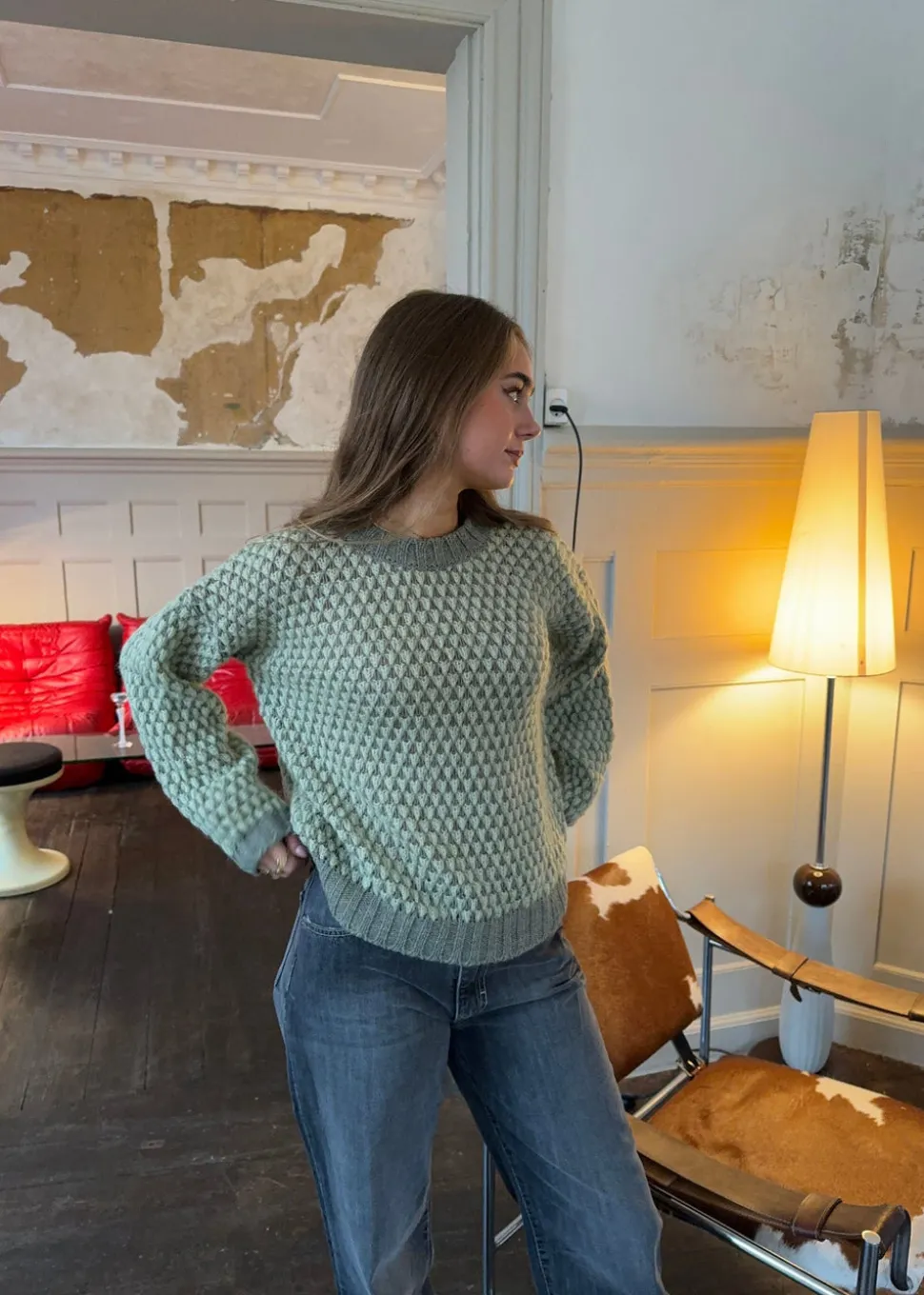 Jensine striktrøje - Grøn