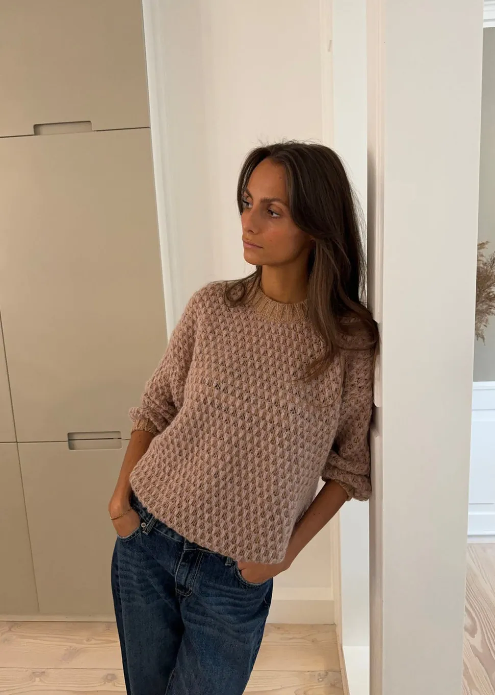 Jensine striktrøje - Lys rosa