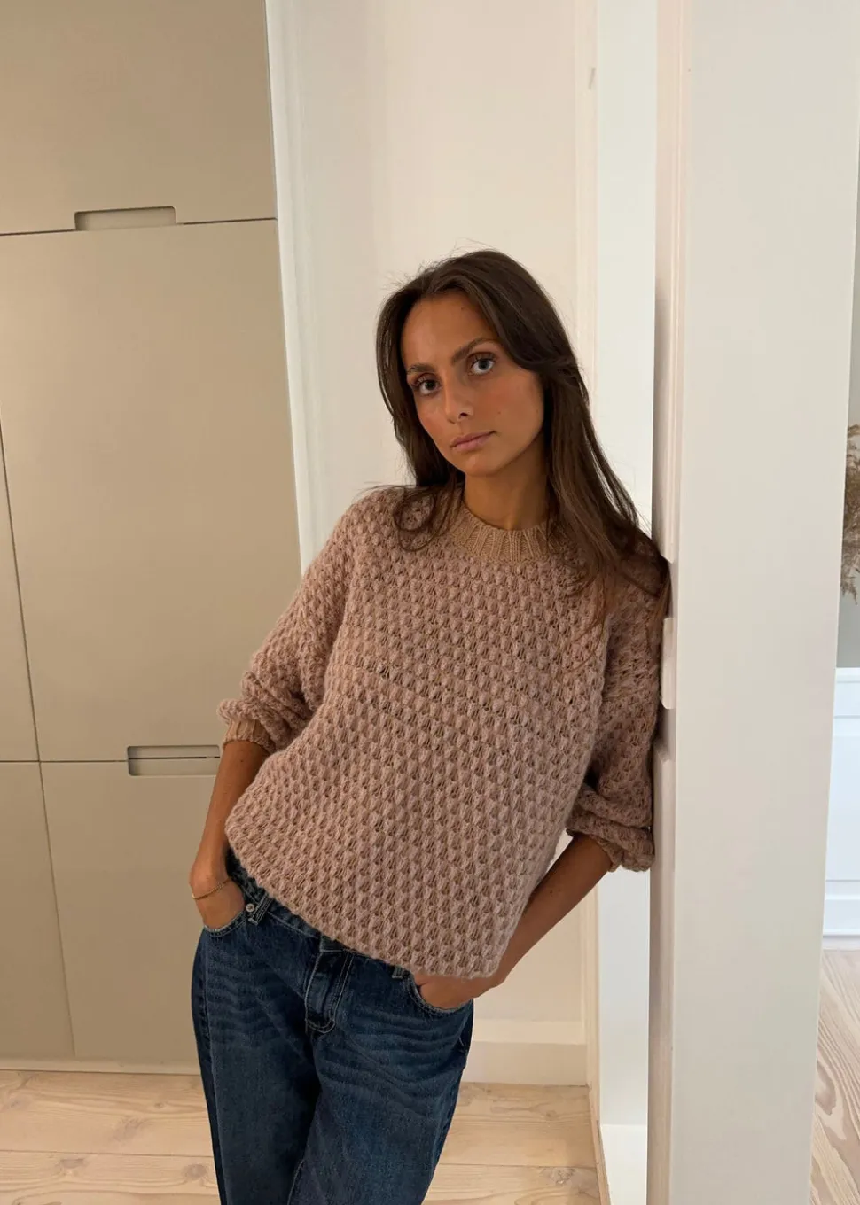Jensine striktrøje - Lys rosa