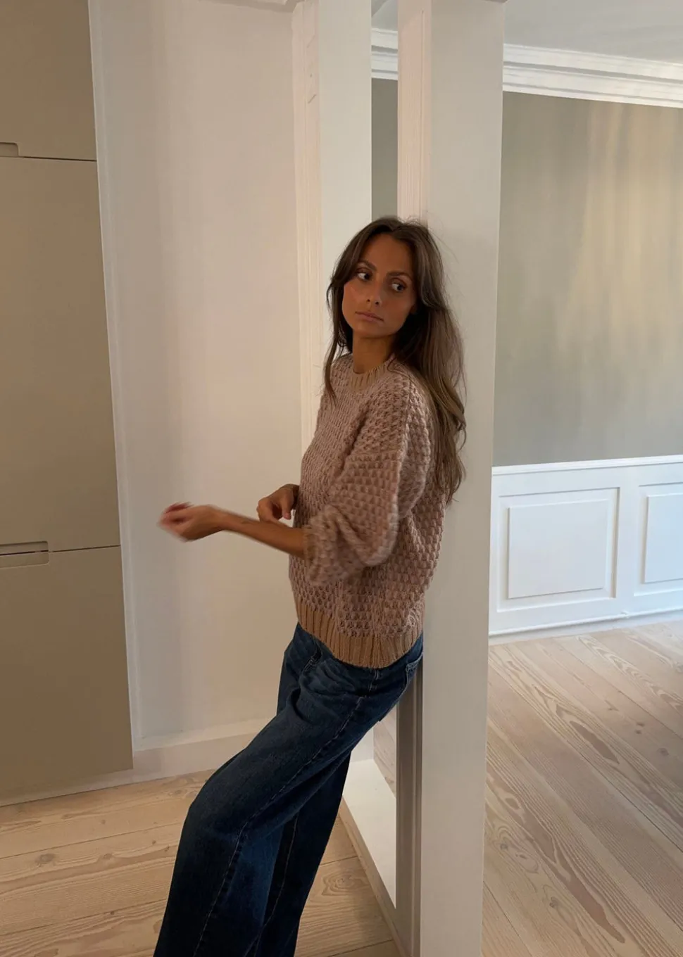 Jensine striktrøje - Lys rosa