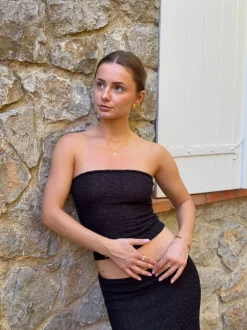 Jimma tubetop med blonder - Sort