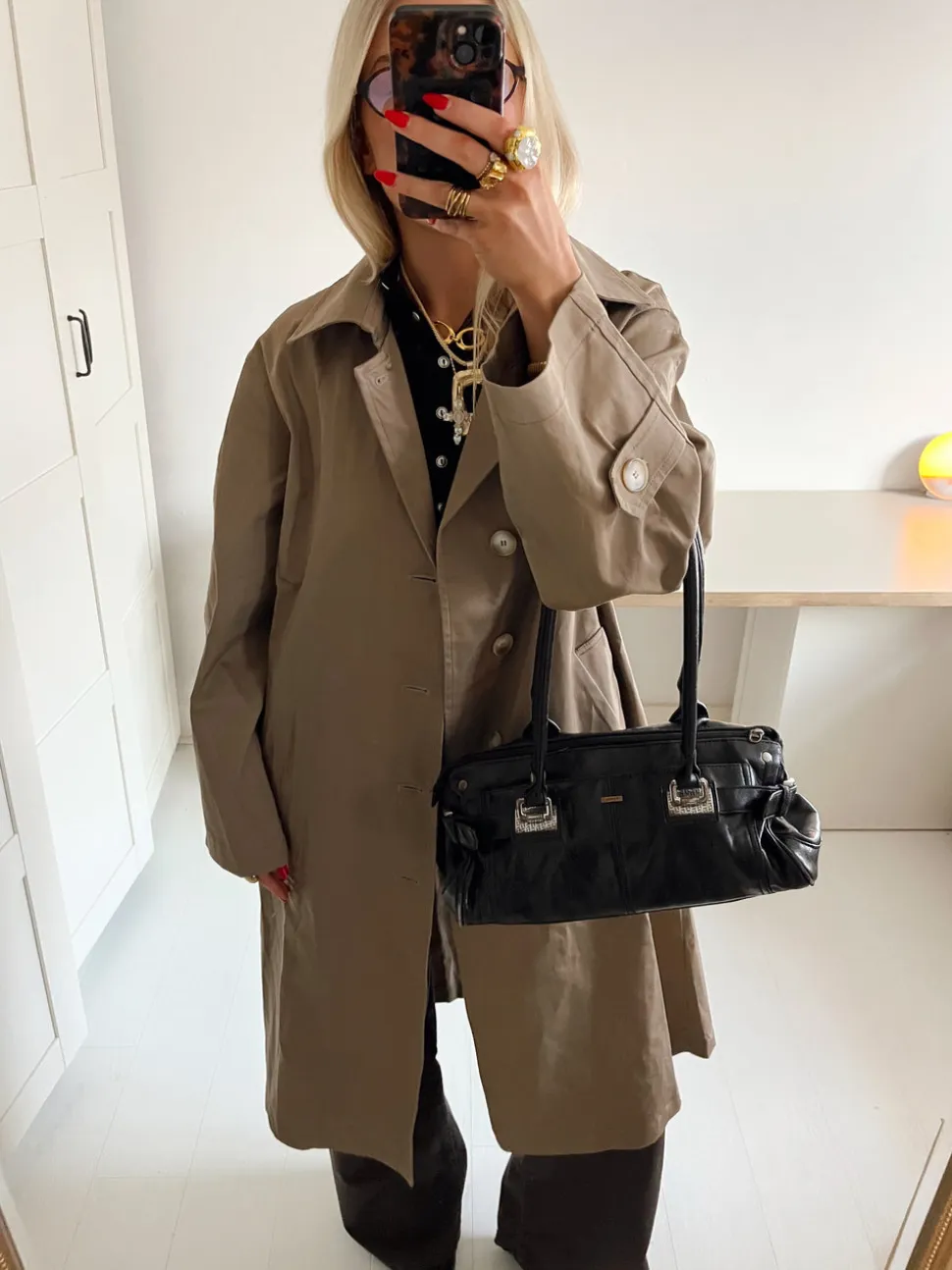 Josefine oversized trenchcoat - Mørk beige