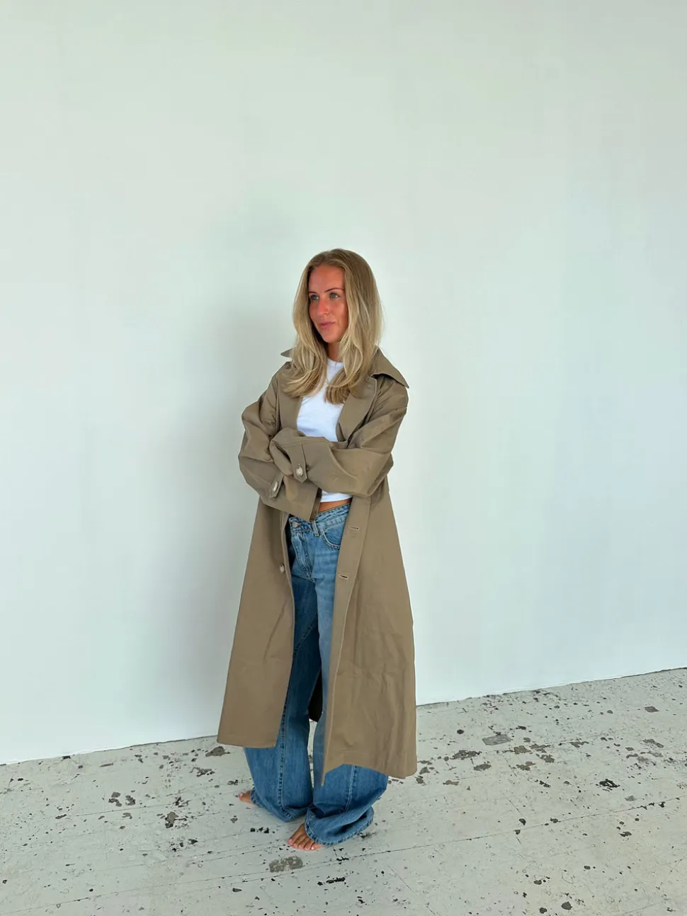 Josefine oversized trenchcoat - Mørk beige