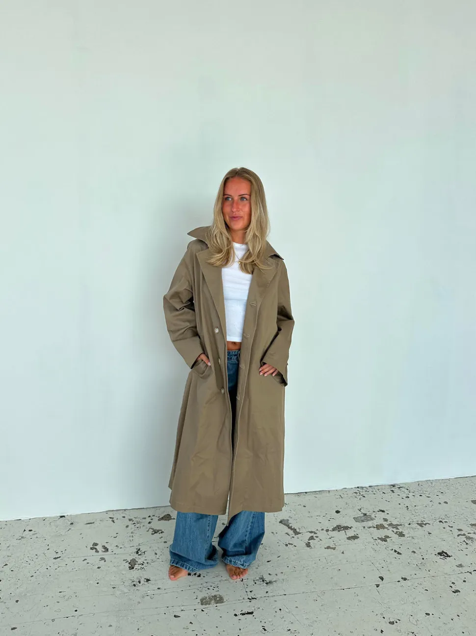 Josefine oversized trenchcoat - Mørk beige