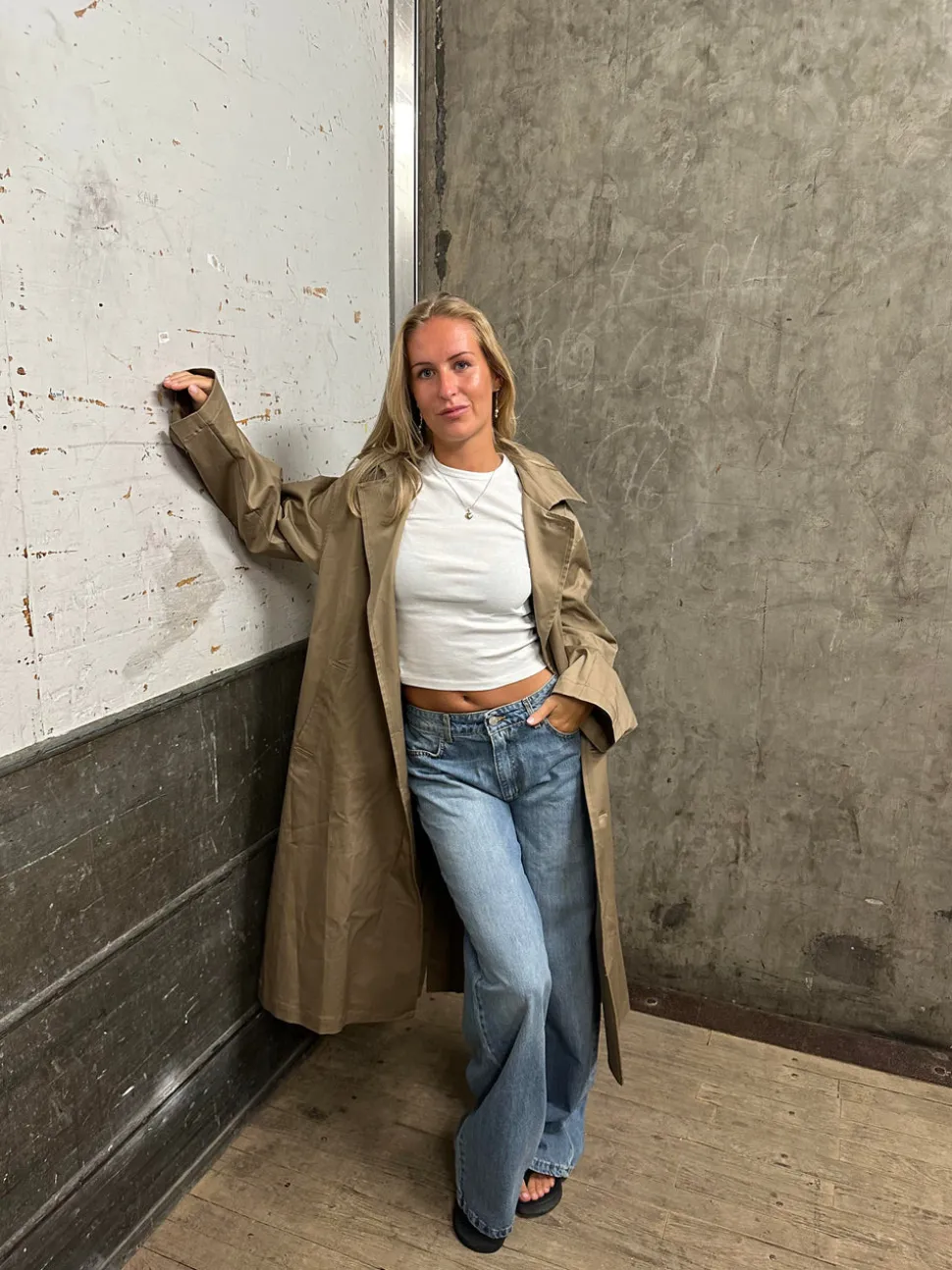 Josefine oversized trenchcoat - Mørk beige