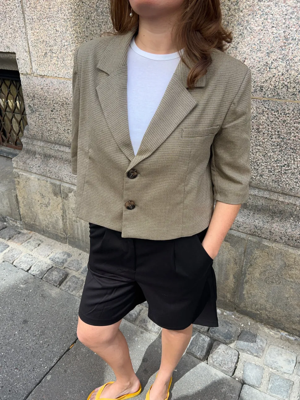 Juliane cropped blazer i tern - Grøn