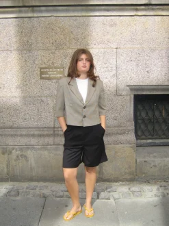 Juliane cropped blazer i tern - Grøn