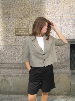 Juliane cropped blazer i tern - Grøn