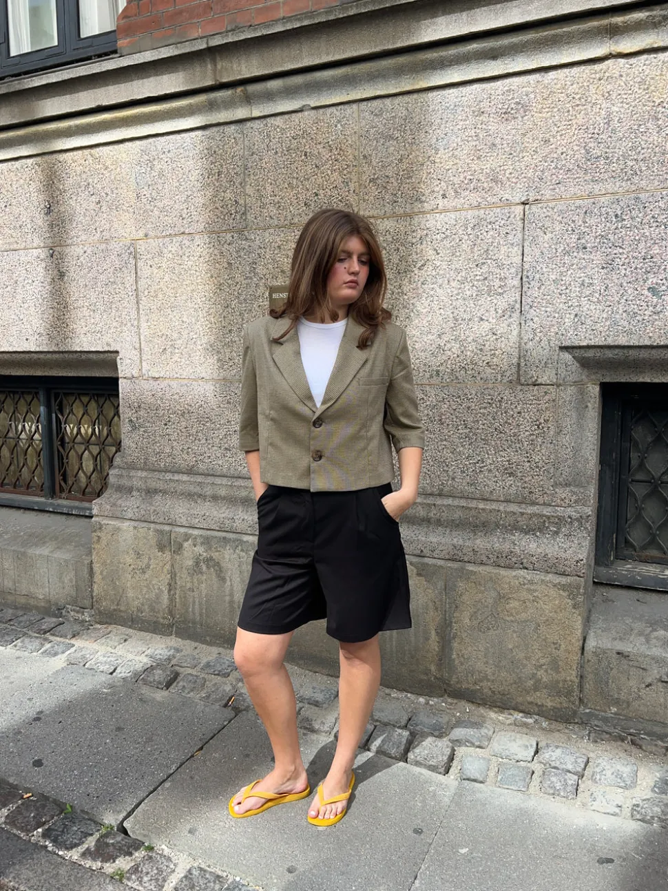 Juliane cropped blazer i tern - Grøn