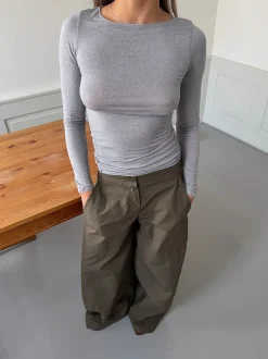 Kaia langærmet cashmere bluse - Grå