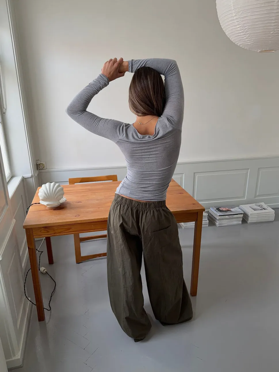 Kaia langærmet cashmere bluse - Grå