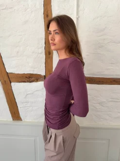Kaia langærmet cashmere bluse - Lilla