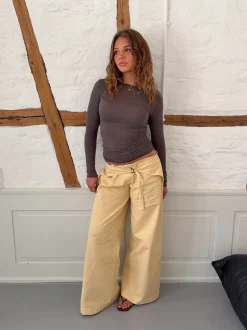 Kaia langærmet cashmere bluse - Taupe