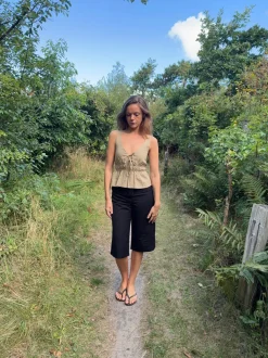 Kamela top med sløjfe - Beige/brun